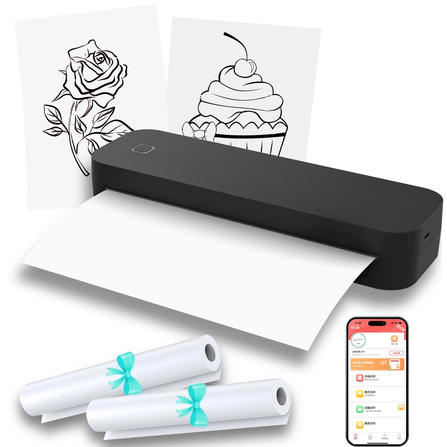 Inkless Portable A4 Thermal Printer